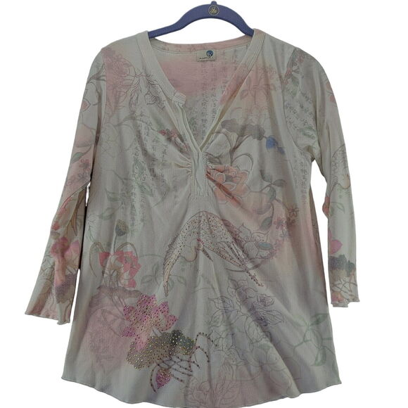 One World Womens Blouse Multi-Color Size Large Polyester Blend Long Sleeve - Picture 1 of 12